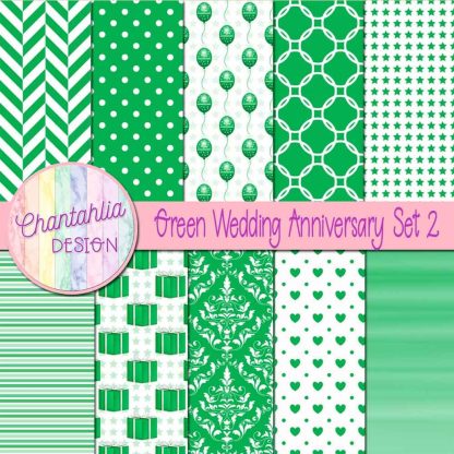 Free green wedding anniversary digital papers