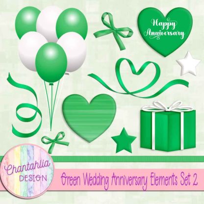 Free green wedding anniversary elements set 2