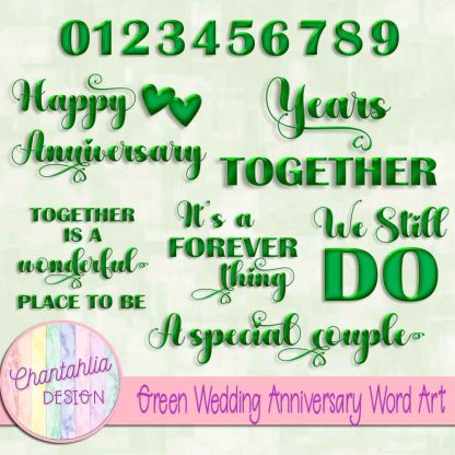 Free green wedding anniversary word art