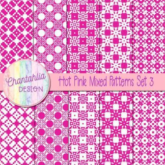 Free hot pink mixed patterns digital papers