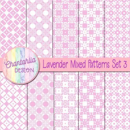 Free lavender mixed patterns digital papers