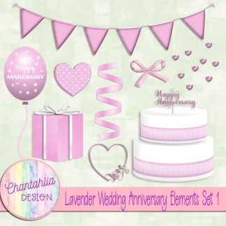 Free lavender wedding anniversary elements set 1
