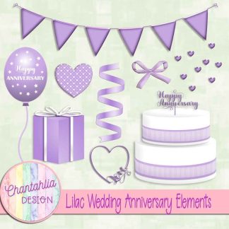 Free lilac wedding anniversary elements set 1