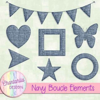 Free navy boucle elements