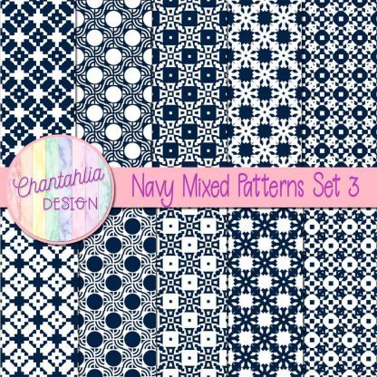 Free navy mixed patterns digital papers