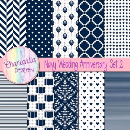 Free navy wedding anniversary digital papers