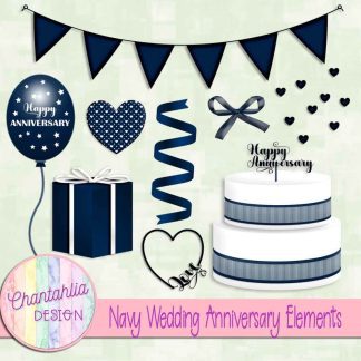 Free navy wedding anniversary elements set 1