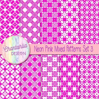 Free neon pink mixed patterns digital papers