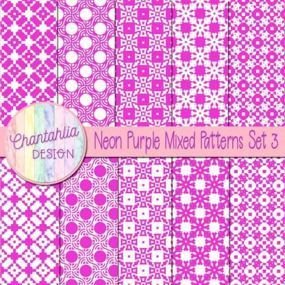 Free neon purple mixed patterns digital papers