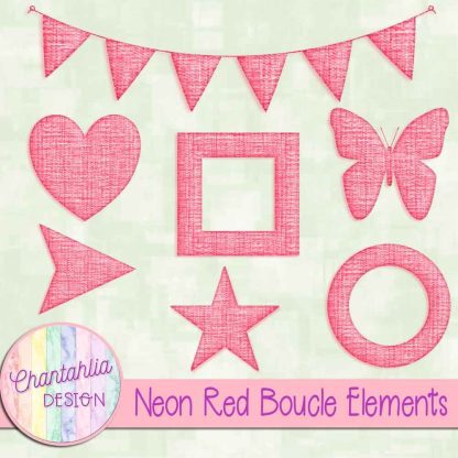 Free neon red boucle elements