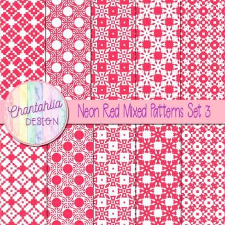 Free neon red mixed patterns digital papers