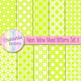 Free neon yellow mixed patterns digital papers