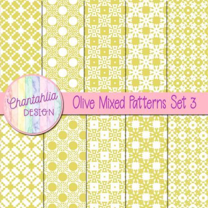 Free olive mixed patterns digital papers