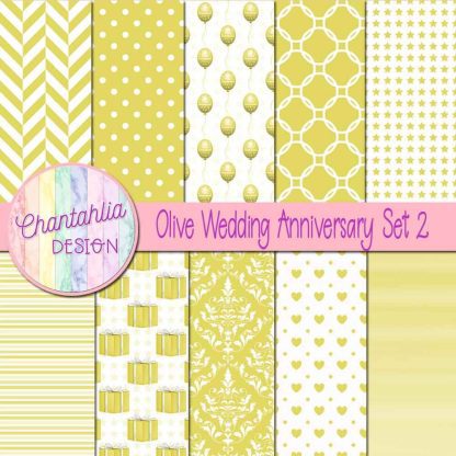 Free olive wedding anniversary digital papers