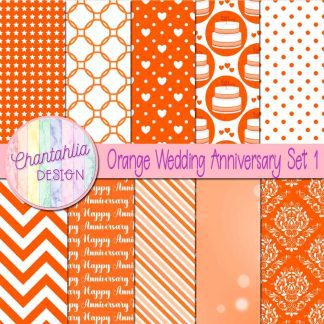 Free orange wedding anniversary digital papers