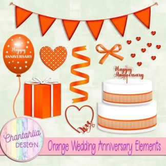 Free orange wedding anniversary elements set 1
