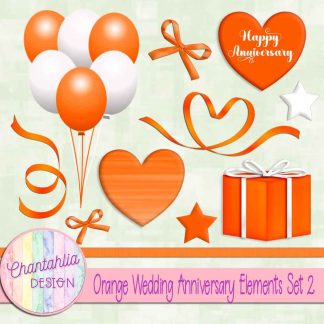 Free orange wedding anniversary elements set 2