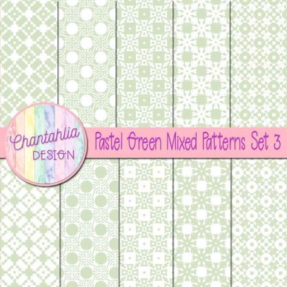 Free pastel green mixed patterns digital papers