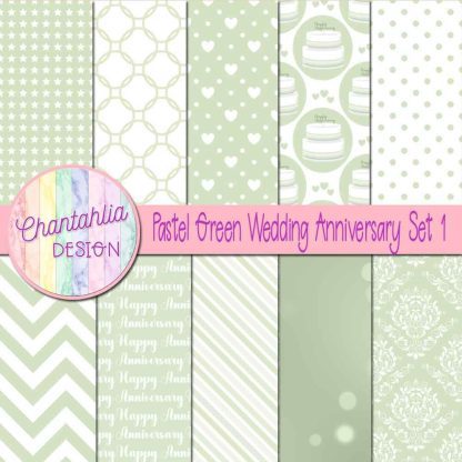 Free pastel green wedding anniversary digital papers