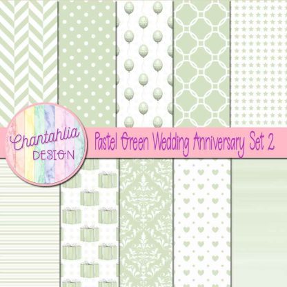 Free pastel green wedding anniversary digital papers