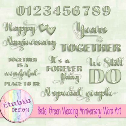 Free pastel green wedding anniversary word art