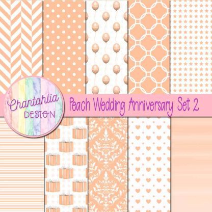 Free peach wedding anniversary digital papers