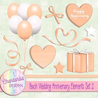 Free peach wedding anniversary elements set 2