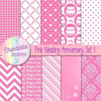 Free pink wedding anniversary digital papers set