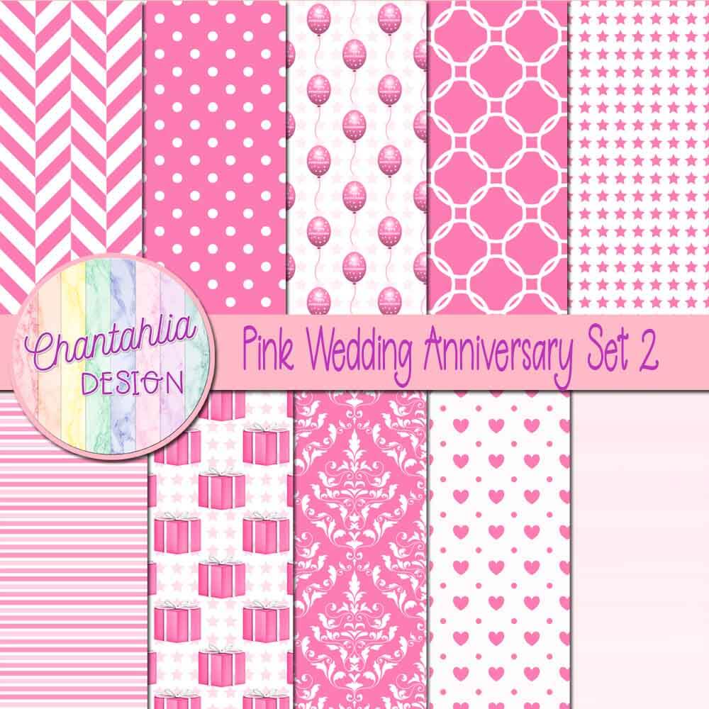 Free pink wedding anniversary digital papers