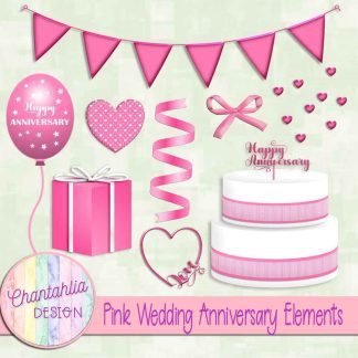 Free pink wedding anniversary elements set 1