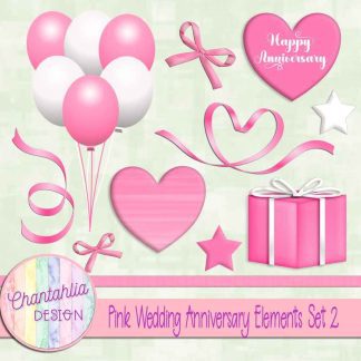 Free pink wedding anniversary elements set 2