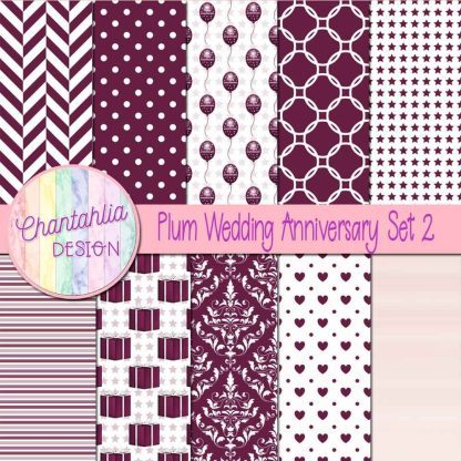 Free plum wedding anniversary digital papers