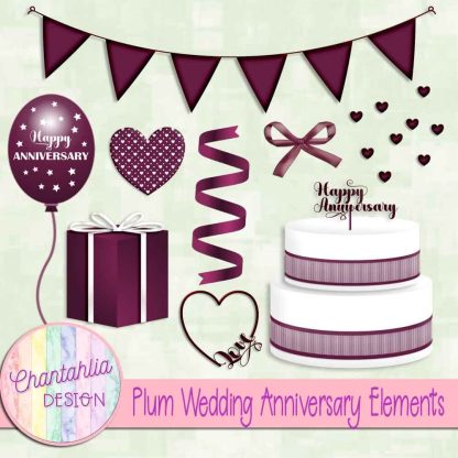 Free plum wedding anniversary elements set 1