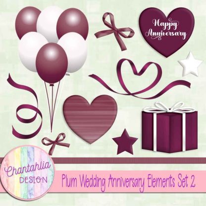 Free plum wedding anniversary elements set 2