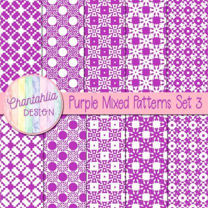 Free purple mixed patterns digital papers