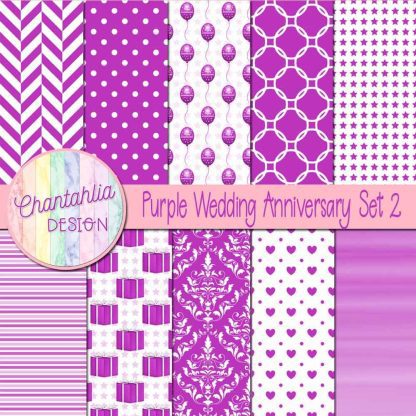 Free purple wedding anniversary digital papers