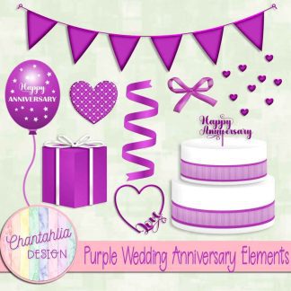 Free purple wedding anniversary elements set 1