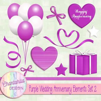 Free purple wedding anniversary elements set 2