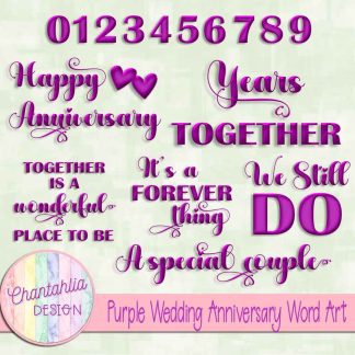 Free purple wedding anniversary word art