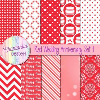 Free red wedding anniversary digital papers