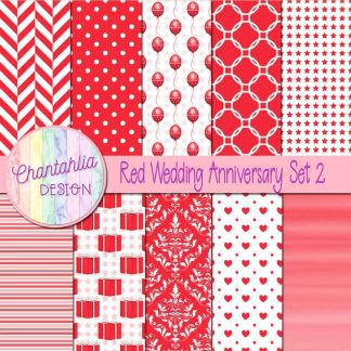 Free red wedding anniversary digital papers