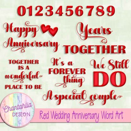 Free red wedding anniversary word art