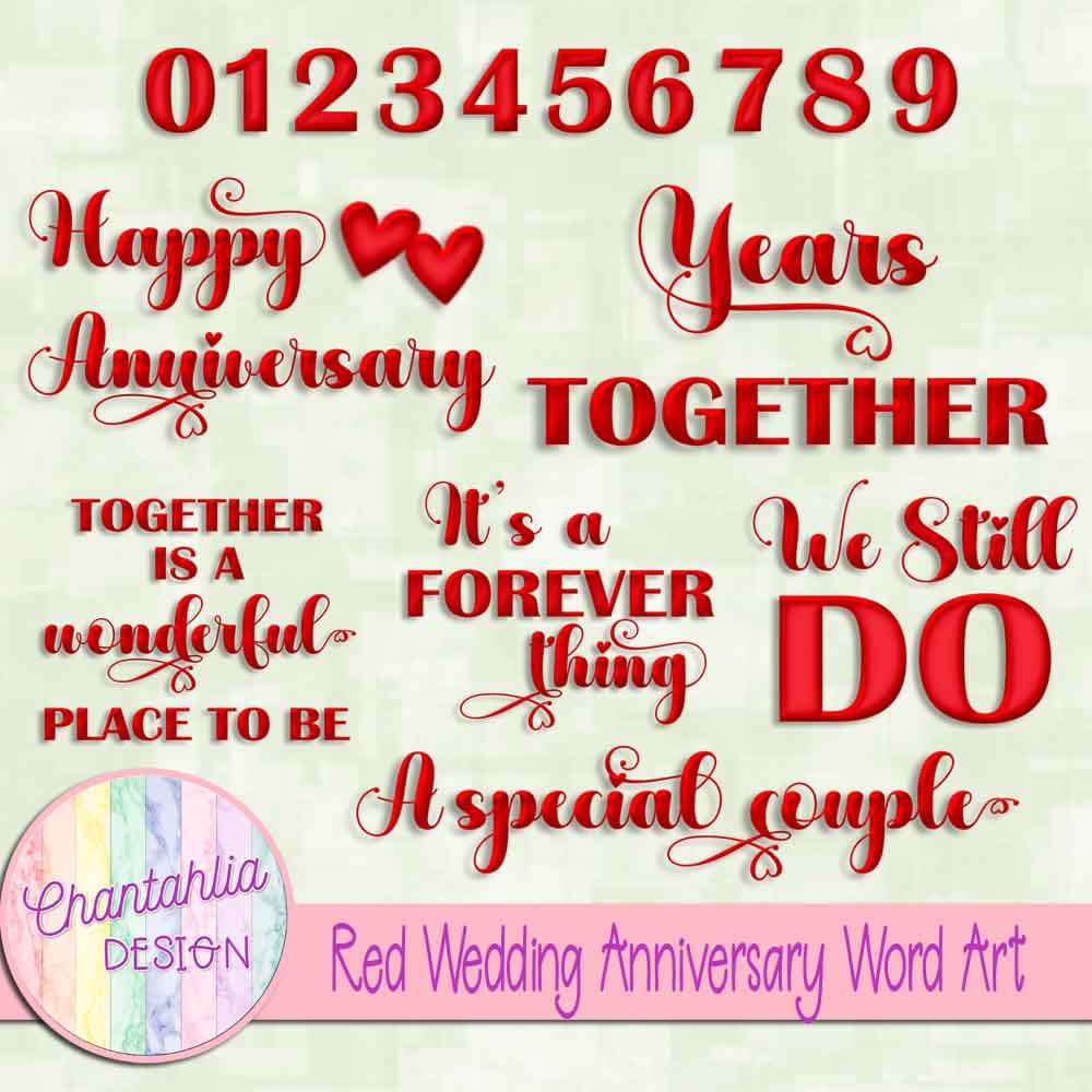 Free red wedding anniversary word art