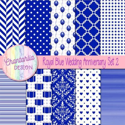 Free royal blue wedding anniversary digital papers