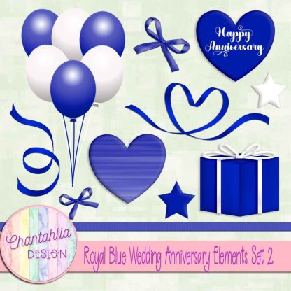 Free royal blue wedding anniversary elements set 2