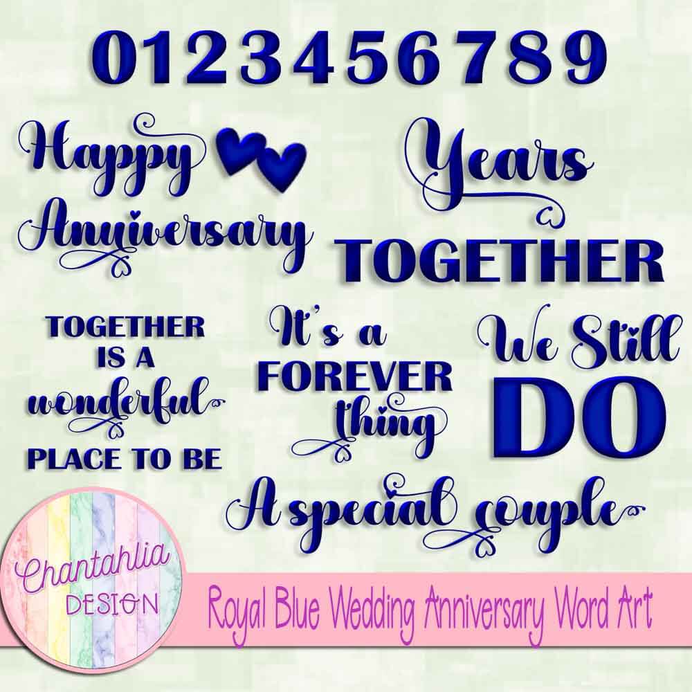 Free royal blue wedding anniversary word art