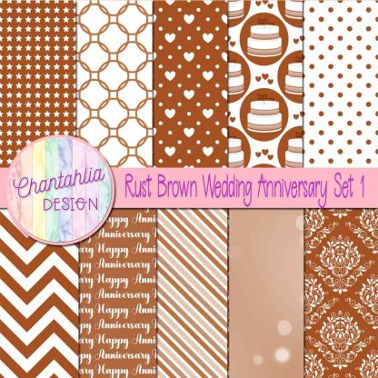 Free rust brown wedding anniversary digital papers