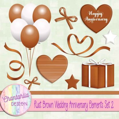 Free rust brown wedding anniversary elements set 2