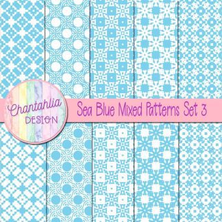 Free sea blue mixed patterns digital papers