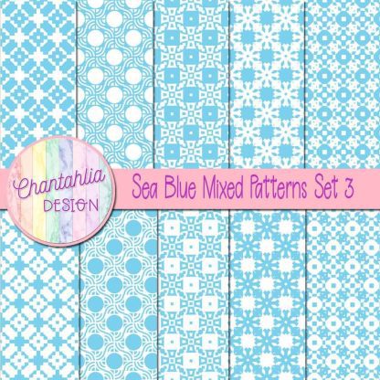 Free sea blue mixed patterns digital papers